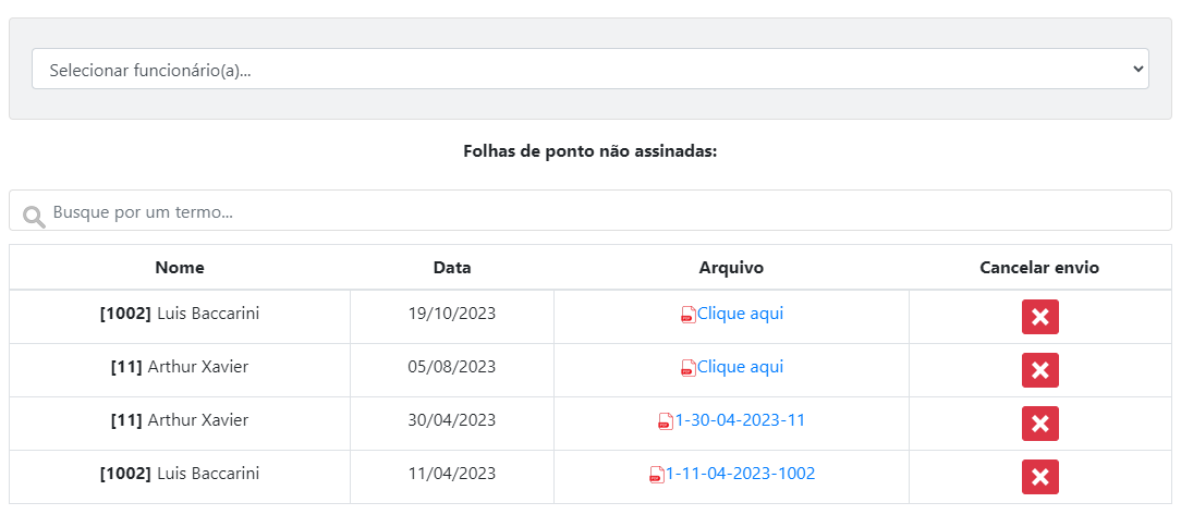 Assinatura virtual da folha de ponto